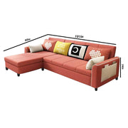 Denis 5 Seater L Shape Sofa Set for Living Room (Pink) Left Side