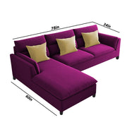Delton LHS 4 Seater L Shape Sofa Set for Living Room (Purple) Premium Fabric