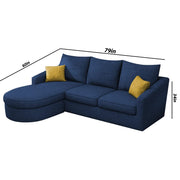 Shrank Round Lounger L Shape 4 Seater Sofa Set for Living Room (Blue) Fabric Sofa | LHS