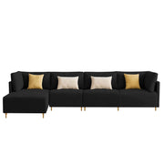 Salina LHS 6 Seater L Shape Sofa Set for Living Room (Black) Premium Fabric Sofa