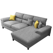 Anver 4 Seater L Shape Sofa Set for Living Room (Grey) Right Side