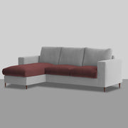 Charmi LHS 4 Seater L Shape Sofa Set for Living Room (Maroon Grey Fabric) Premium Fabric Sofa