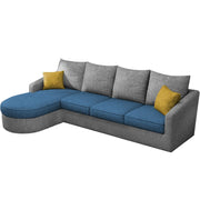 Shrank Round Lounger L Shape 6 Seater Sofa Set for Living Room (Turquise Grey) Fabric Sofa | LHS