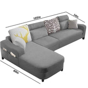 Amanda LHS 6 Seater L Shape,Sofa Set for Living Room (Grey Fabric)