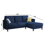 Swaloni RHS 4 Seater L Shape Sofa Set for Living Room (Blue) Premium Fabric Sofa