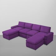 Rone 6 Seater L-Shaped & U-Shaped Sofas Set for Living Room – (Purple Colour Fabric) Premium Comfort Sofa