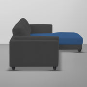 Casaliving Logan RHS 4 Seater L Shape Sofa Set for Living Room (Blue Black Fabric) Premium Fabric Sofa