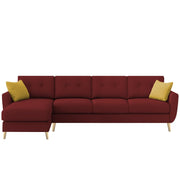 Lizel LHS 6 Seater L Shape Sofa Set for Living Room (Maroon Fabric) Premium Velvet Fabric Sofa