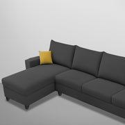 Casaliving Porto LHS 6 Seater L Shape Sofa Set for Living Room (Black Fabric) Premium Velvet Fabric