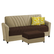 Francis 3 Seater Sofa Set with Ottoman for Living Room (Cream Brown) Fabric