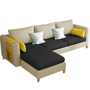 Asser LHS 4 Seater L Shape Sofa Set for Living Room (Cream Black) Premium Fabric Sofa