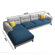 Hazer 6 Seater Sofa Set for Living Room (Blue Grey Fabric) Left Side Sofa
