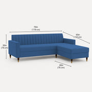 Casaliving Grejoy 4 Seater L Shape Convertible Sofa Set for Living Room, 3 Seater & Ottoman Modular Sectional Couch for Small Space (Aqua Blue) Colour Premium Velvet Fabric Sofa