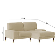 Latieo RHS 2 Seater Lounger L Shape Sofa Set for Living Room (Cream) Premium Fabric Sofa