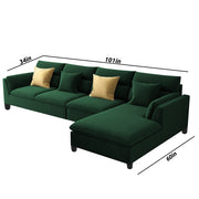 Delton RHS 6 Seater L Shape Sofa Set for Living Room (Green) Premium Fabric