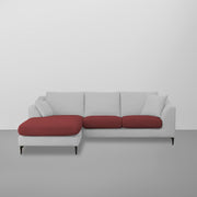 Cortina LHS 4 Seater L Shape Sofa Set for Living Room (Maroon Grey Fabric) Premium Fabric Sofa
