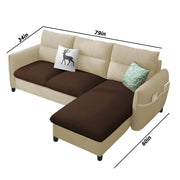 Andon 4 Seater L Shape Sofa Set for Living Room (Cream Brown Fabric) Right Side Sofa