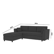 Blustin LHS 4 Seater L Shape Sofa Set for Living Room (Black Fabric) Premium Fabric Sofa