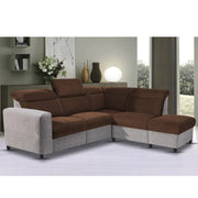 Nanzy 4 Seater L Shape Sofa Set for Living Room | Colour (Brown Grey) Right Side