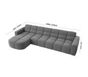 Rudo Modern Sofa, Tufted Design Upholstered 6 Seater LHS L - Shape Sofa Set for Living Room, (Black Colour) Premium Velvet Fabric Sofa