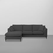 Cortina LHS 4 Seater L Shape Sofa Set for Living Room (Black Fabric) Premium Fabric Sofa