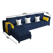 Asser LHS 6 Seater L Shape Sofa Set for Living Room (Blue) Premium Fabric Sofa