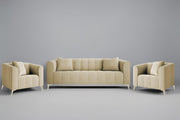 Eren 3+1+1 Seater Sofa Set for Living Room (Cream Colour Fabric) Premium Fabric Sofa Set for Living Room