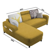 Amanda LHS 4 Seater L Shape,Sofa Set for Living Room (Yellow Fabric)