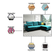 Stella RHS 4 Seater L Shape Sofa Set for Living Room (Pine) Premium Velvet Fabric Sofa