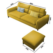 Francis 3 Seater Sofa with Ottoman Set for Living Room (Yellow Fabric)