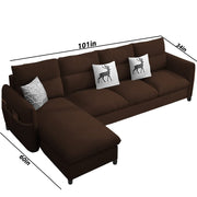 Andon 6 Seater L Shape Sofa Set for Living Room (Black Grey Fabric) Left Side Sofa
