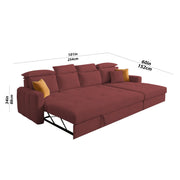 Gagnon LHS 6 Seater L Shape Corner Sofa Cum Bed for Living Room (Yellow Fabric) Premium Fabric Sofa