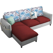 Andon 4 Seater L Shape Sofa Set for Living Room (Maroon Grey) Left Side Sofa