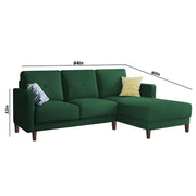 Swaloni RHS 4 Seater L Shape Sofa Set for Living Room (Green) Premium Fabric Sofa