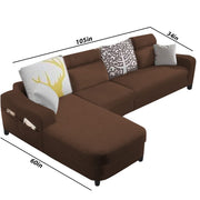 Amanda LHS 6 Seater L Shape,Sofa Set for Living Room (Brown Fabric)