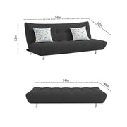 Drantly 3 Seater Sofa Cum Bed for Living Room (Black Fabric Color) Premium Suede Velvet Fabric Sofa Cum Bed for Living Room