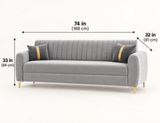 Casaliving Signaturemodel Velure 3 Seater Sofa Set | sued Velvet Fabric| 40D Foam + Zigzag Spring | 3-Yr Warranty (Black Colour)