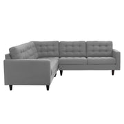 Adonway 6 Seater L Shape Sofa Set with Center Table for Living Room (Grey) Premium Fabric Sofa