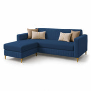 Casaliving Daxos 4 Seater L Shape Sofa Set with Movable Ottoman | Flexible Left or Right Layout | Cozy Velvet Fabric | Soft Touch Seating | Modern Designer Sofa for Living Room (Black)