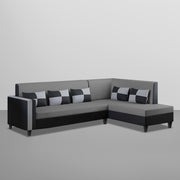 Nordy RHS 6 Seater L Shape Sofa Set for Living Room (Dark Grey Black Colour) Premium Fabric Sofa Set
