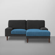 Latieo RHS 2 Seater Lounger L Shape Sofa Set for Living Room (Black Turquise) Premium Fabric Sofa