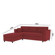 Blustin LHS 4 Seater L Shape Sofa Set for Living Room (Maroon Fabric) Premium Fabric Sofa