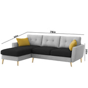 Lizel LHS 4 Seater L Shape Sofa Set with Center Table for Living Room (Black Grey Fabric) Premium Velvet Fabric Sofa