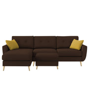 Lizel LHS 4 Seater L Shape Sofa Set with Center Table for Living Room (Brown Fabric) Premium Velvet Fabric Sofa