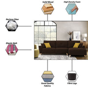 Antonio LHS 4 Seater L Shape Sofa Set for Living Room (Brown Premium Fabric)