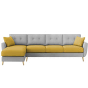 Lizel LHS 6 Seater L Shape Sofa Set for Living Room (Yellow Grey Fabric) Premium Velvet Fabric Sofa