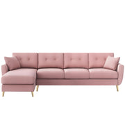Lizel LHS 6 Seater L Shape Sofa Set for Living Room (Pink Fabric) Premium Velvet Fabric Sofa