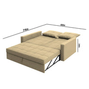 Treshta 2 Seater Pull-Out Premium Fabric Sofa Cum Bed Sofa Set for Living Room (Blue Fabric Color) Premium Fabric Sofa Set for Living Room