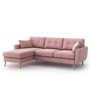 Lizel LHS 4 Seater L Shape Sofa Set for Living Room (Pink Fabric) Premium Velvet Fabric Sofa