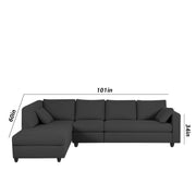 Dorian LHS 6 Seater L Shape Sofa Set for Living Room (Black Fabric) Premium Fabric Sofa